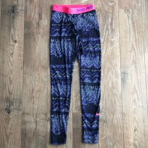 Nike Pro warm running tights Nordic print